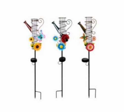 Watering Can Solar Rain Gauge Stake - Assorted