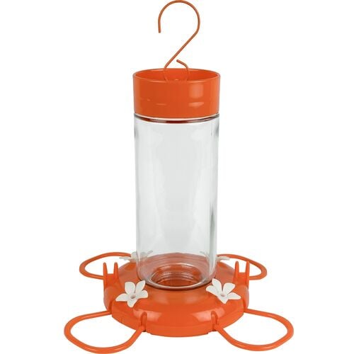 Orange Blossom Glass Oriole Feeder with Jelly Attachments