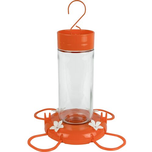 Orange Blossom Glass Oriole Feeder with Jelly Attachments