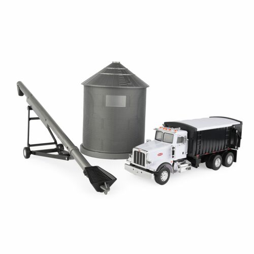 Peterbilt 1:32 Scale 367 Straight Truck with Grain Box, Grain Bin and Auger Farm Toy Set