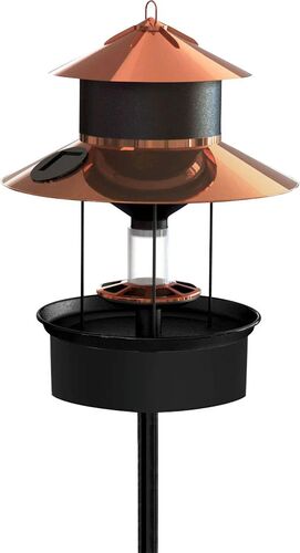 Modern Farmhouse Gaslight Solar Light Coppertop Seed Feeder