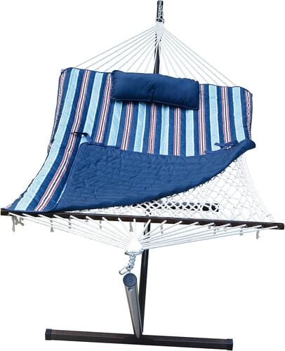 Algoma Blue Striped Hammock with Stand