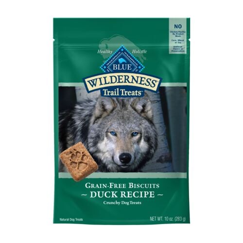 Wilderness Trail Treats Grain Free Natural Crunchy Dog Treat 10 oz Bag - Duck Biscuit