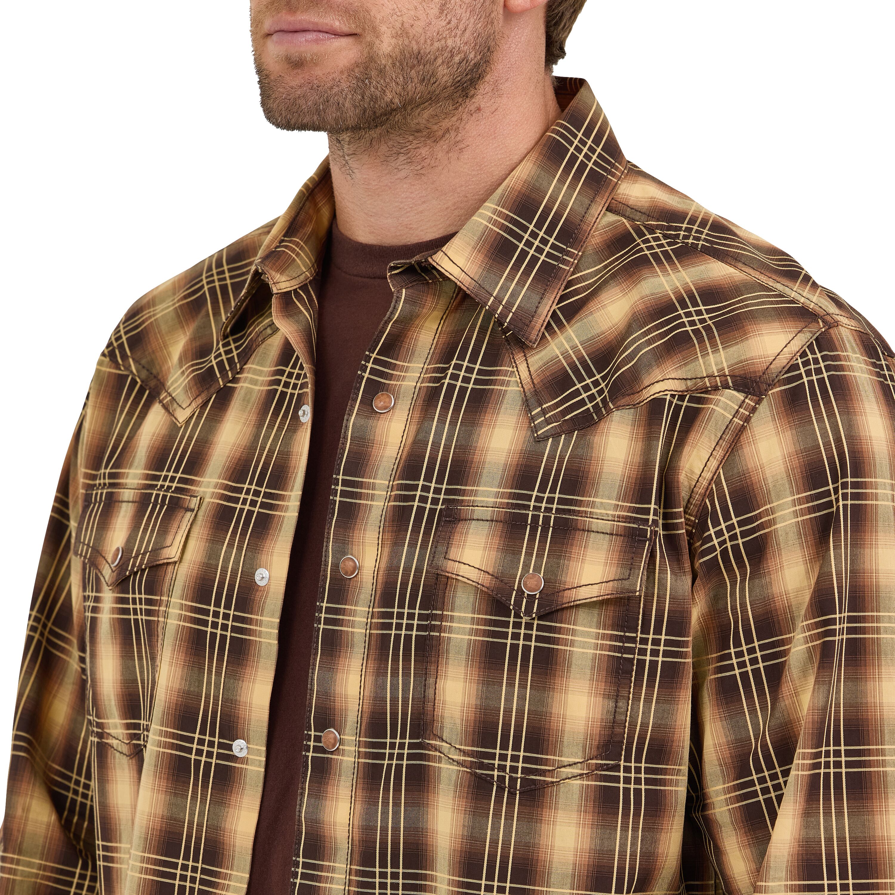 Men's Retro Premium Long Sleeve Western Snap Plaid Shirt