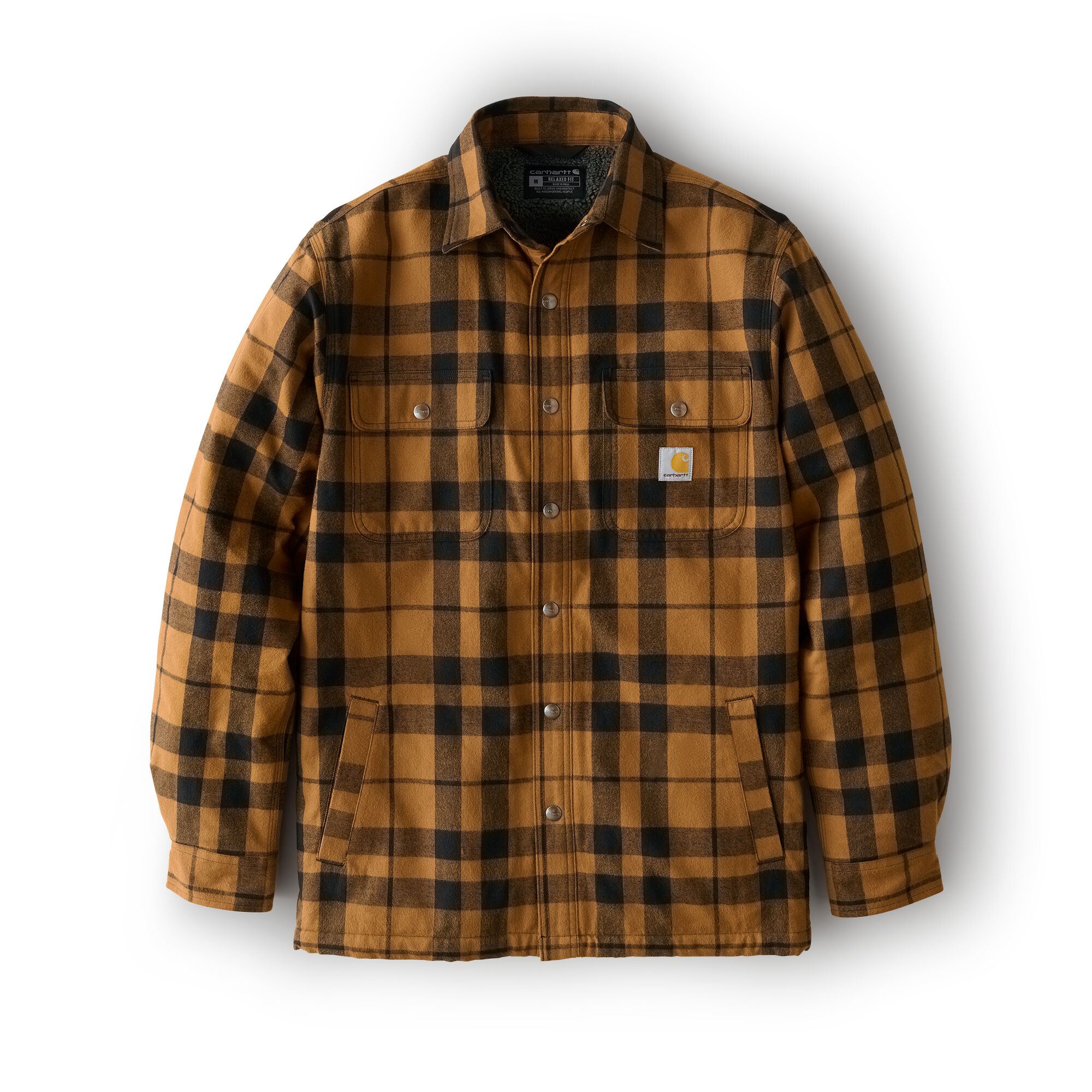 Carhartt Men's Relaxed Fit Flannel Sherpa-Lined Shirt Jac