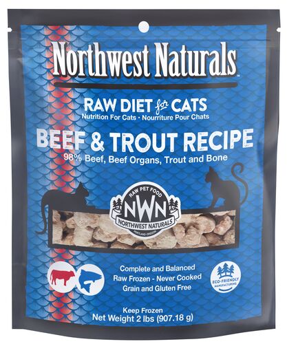 Frozen Raw Diet for Cats in Beef & Trout Recipe - 2 Lb
