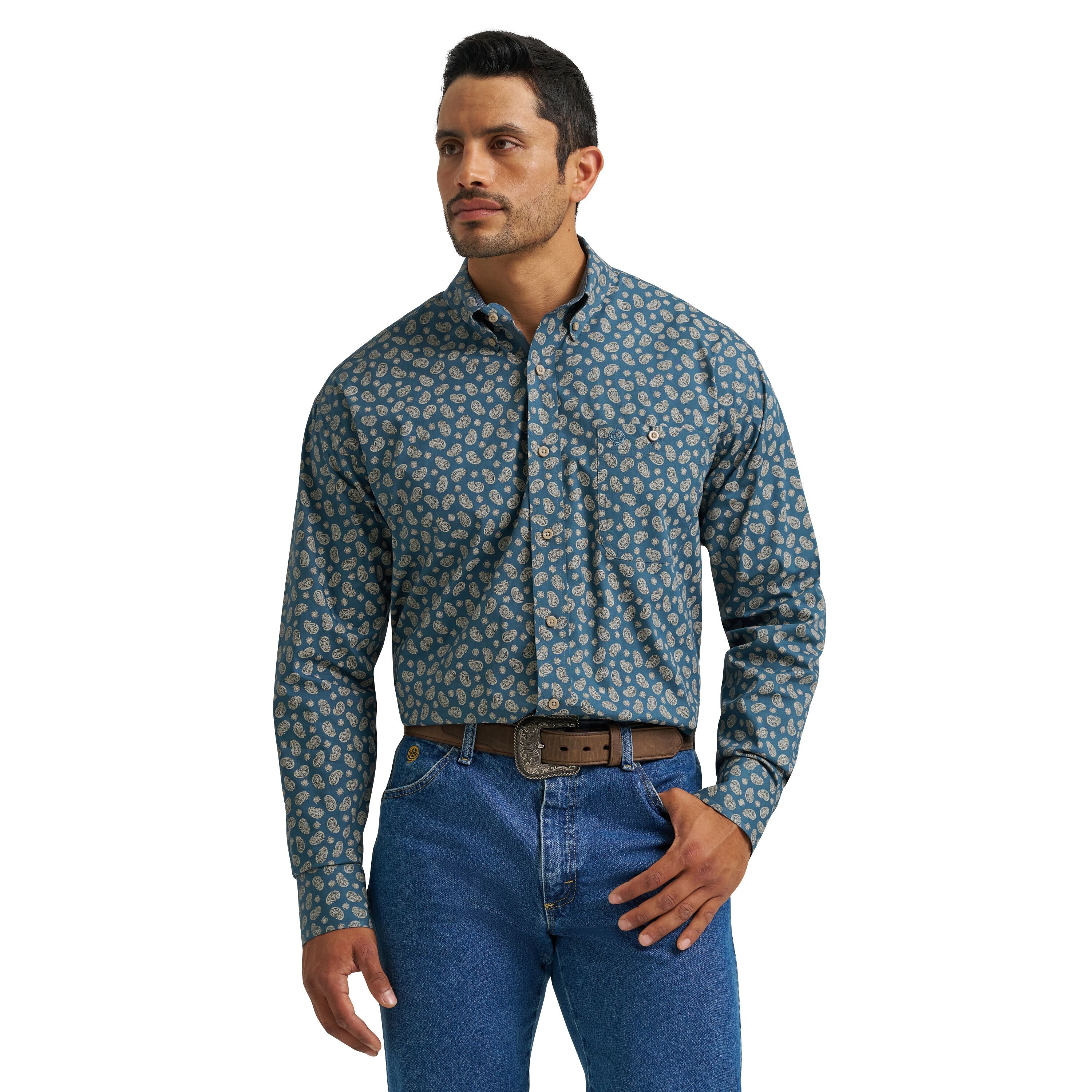 Wrangler Men's George Strait Mallard Paisley Shirt, XL