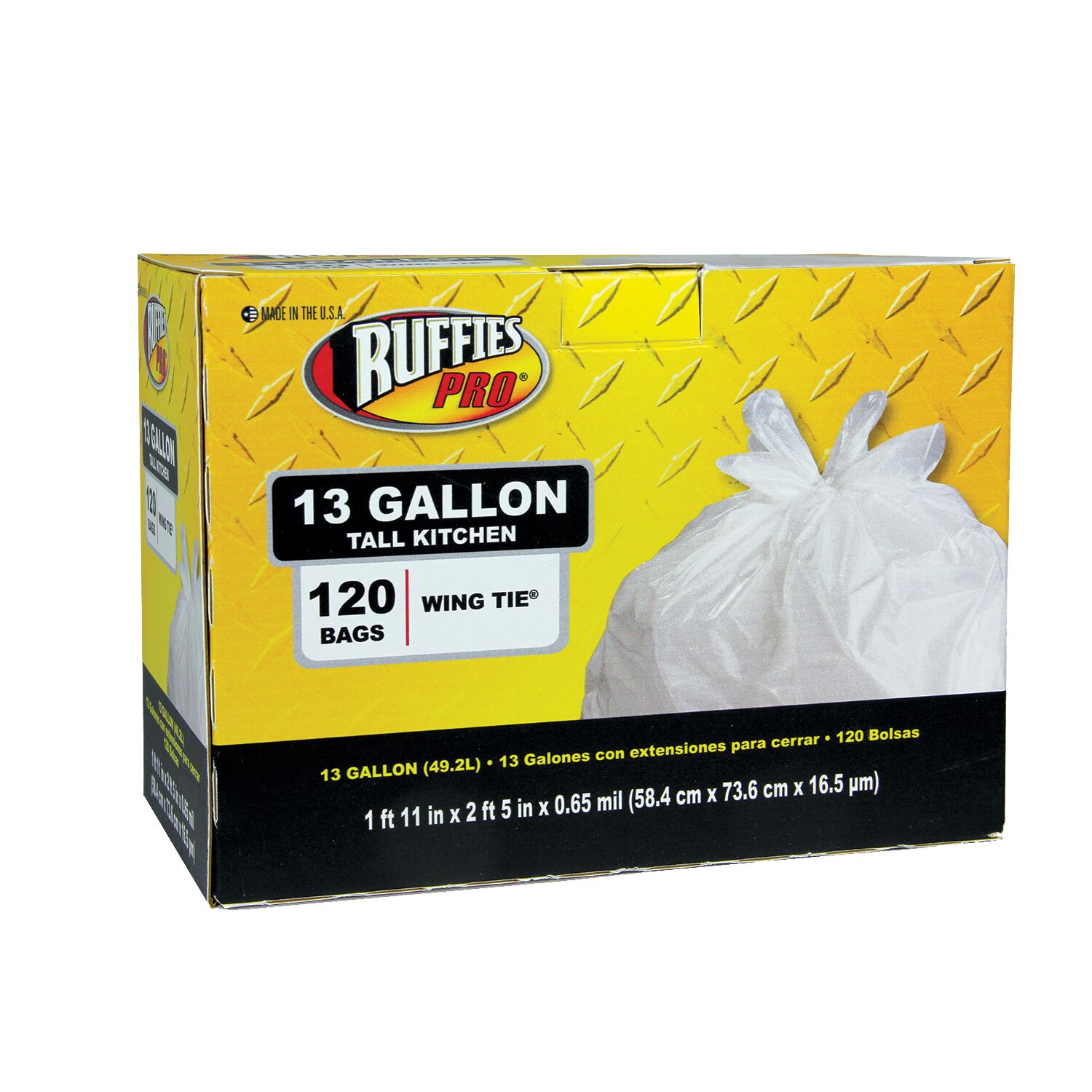 13 Gallon Wing Tie Tall Kitchen Trash Bags - 120 Count