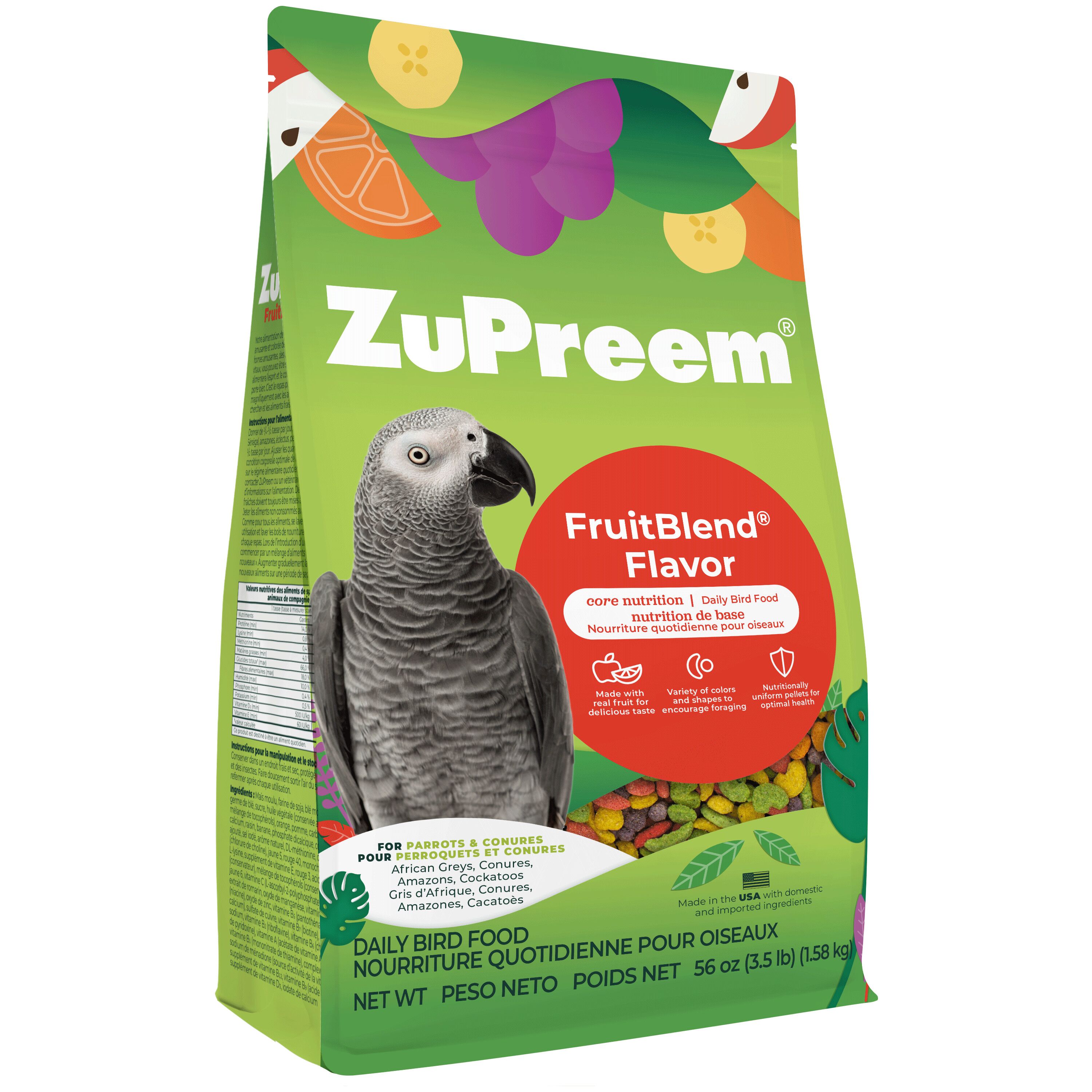 FruitBlend Flavor Core Nutrition Daily Bird Food for Parrots & Conures