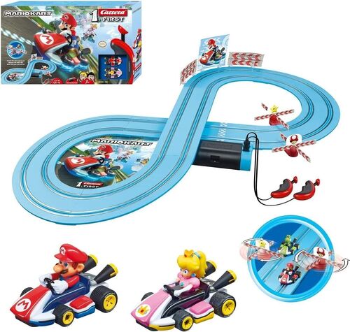 My First Slot Car Racing Track - Mario Kart with Mario vs Peach