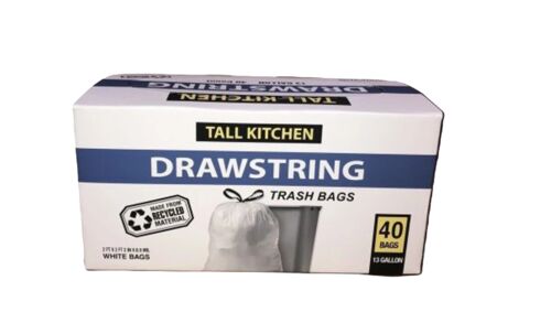 13 Gallon Tall Kitchen Drawstring Trash Bags - 40 Count