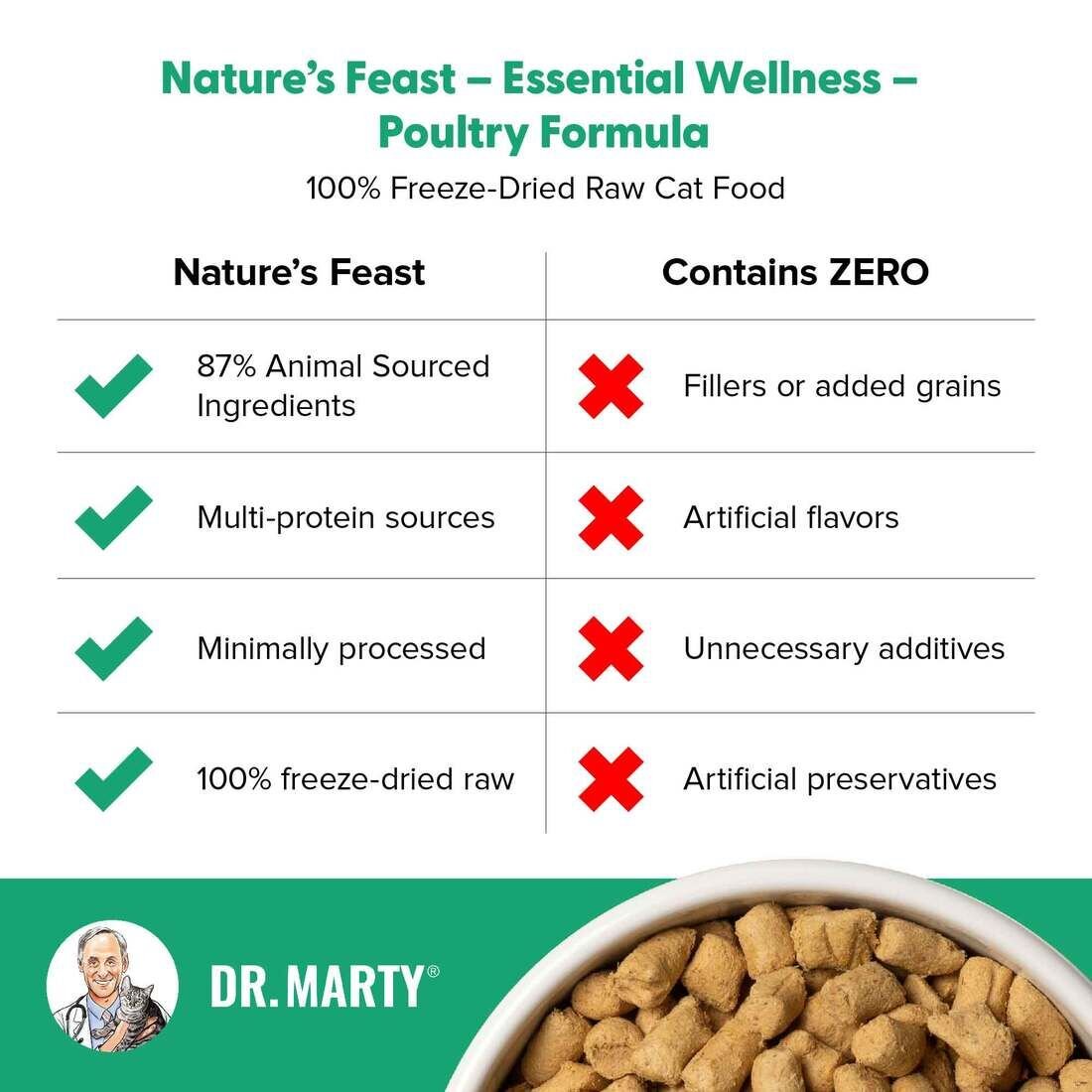 Nature's Feast Essential Wellness Poultry Freeze Dried Raw Cat Food