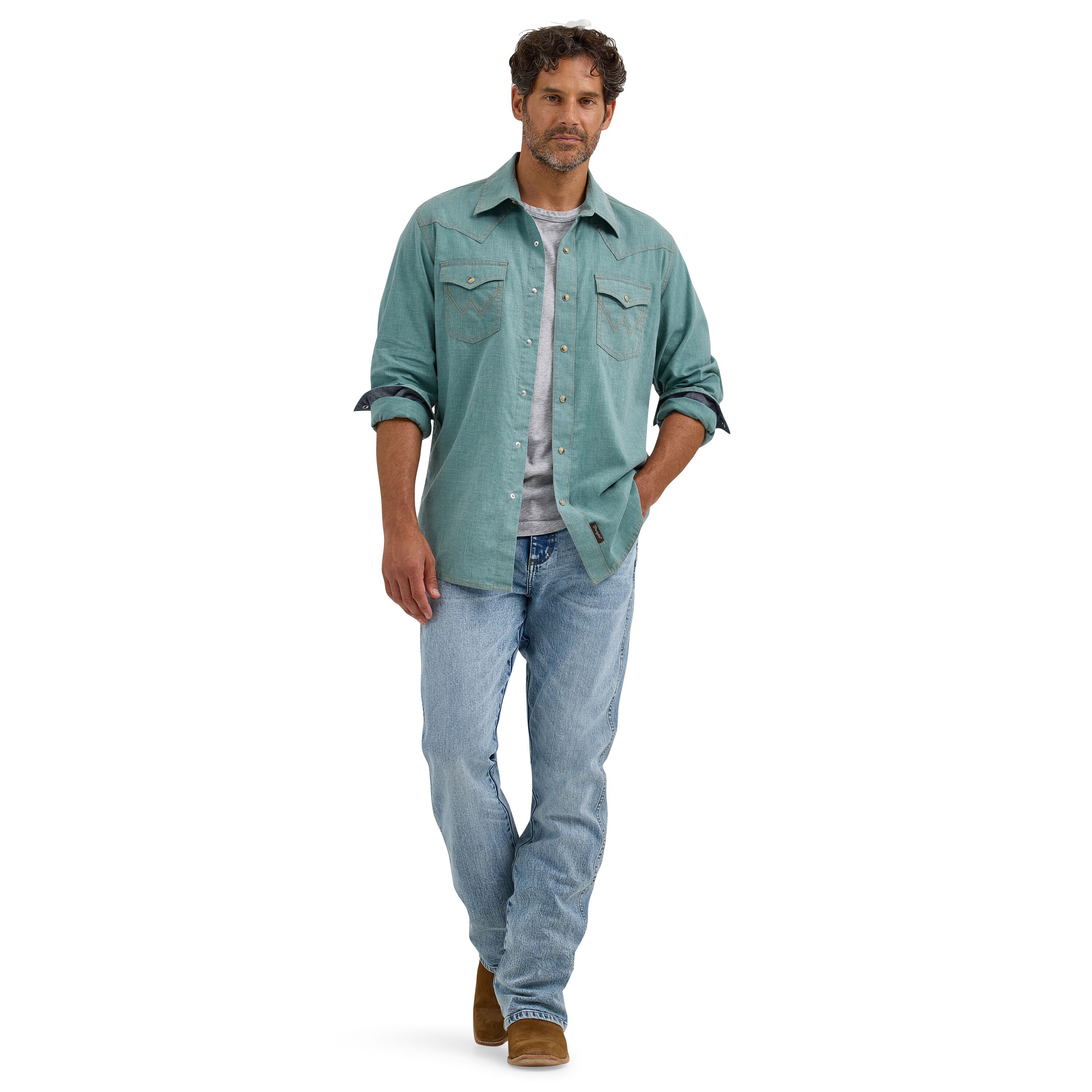 Men's Retro Premium Western Snap Solid Shirt