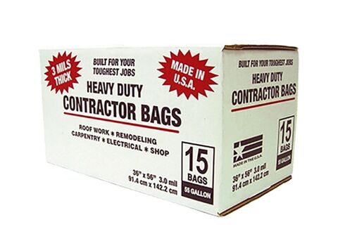 55 Gallon Heavy Duty Contractor Bags - 15 Count