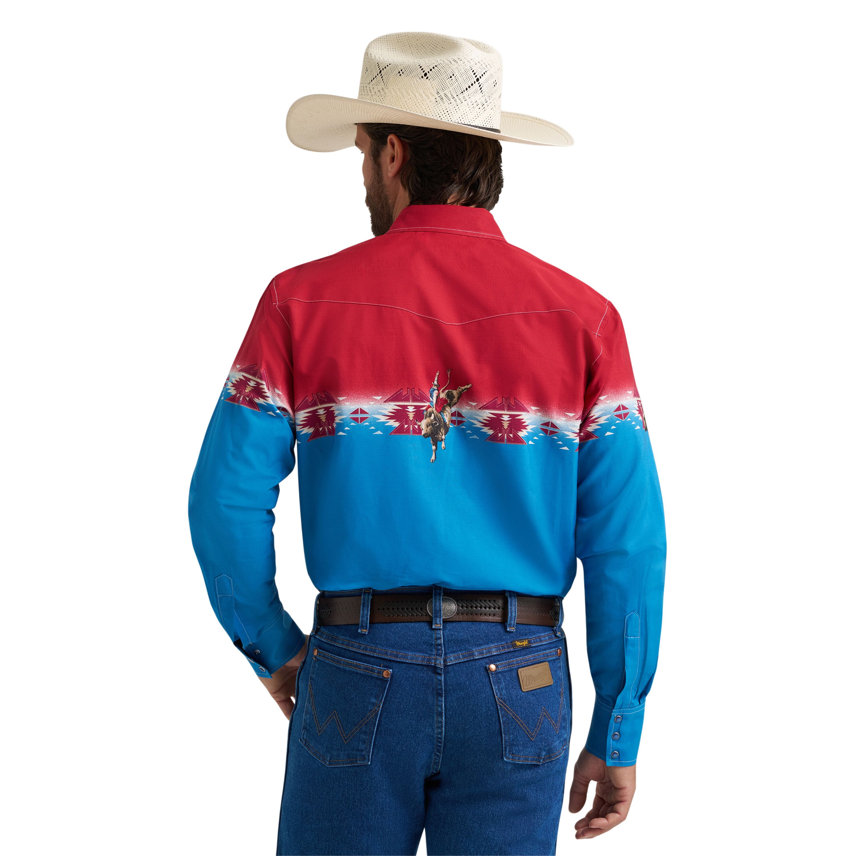 Men's Checotah Long Sleeve Western Snap Horizontal Print Shirt