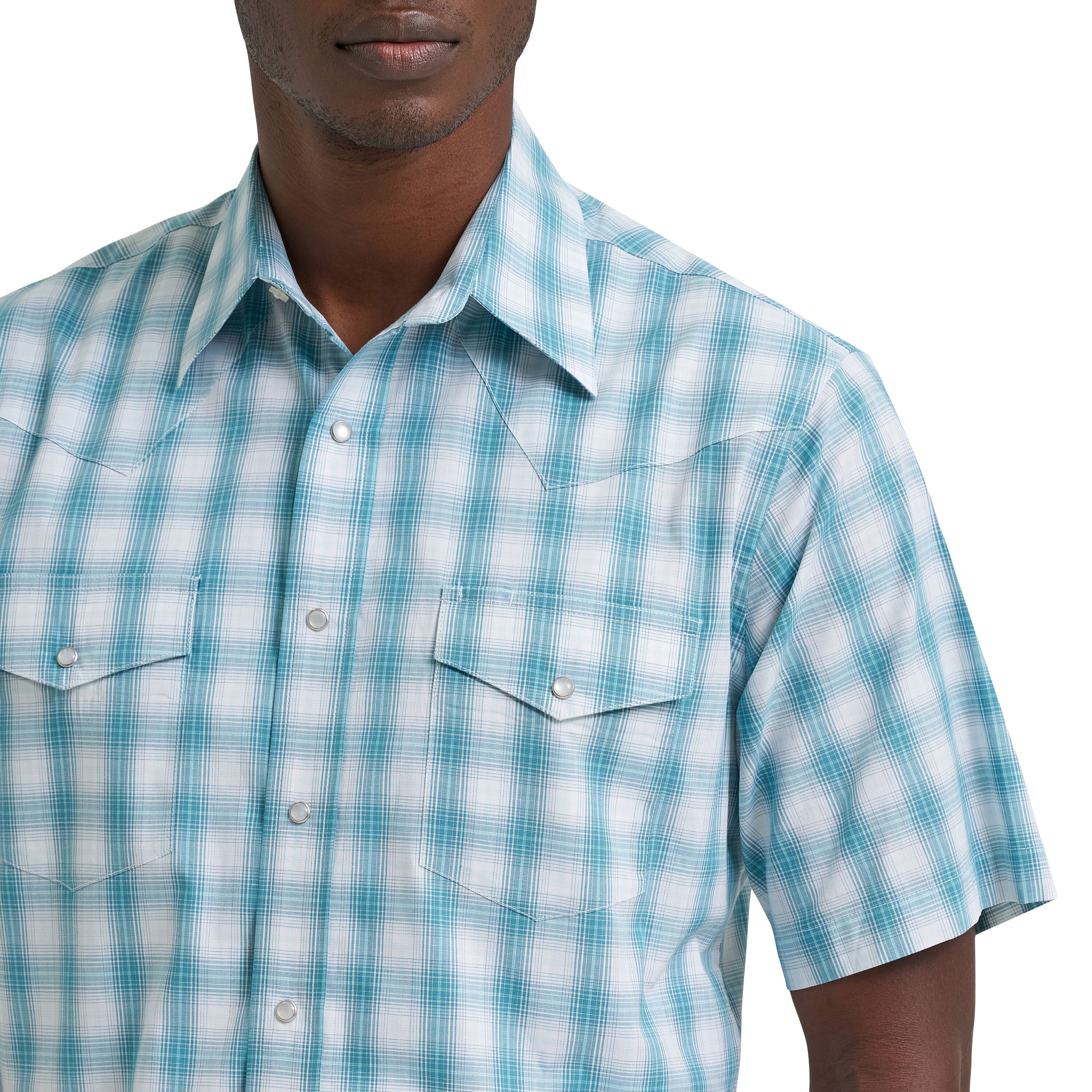 Men's Wrinkle Resist Short Sleeve Western Snap Plaid Shirt
