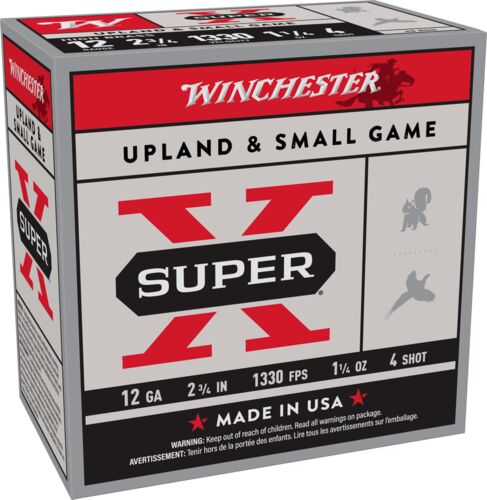 Super-X Upland & Small Game 12 Gauge 2.75" #4 Shotshells - 25 Rounds