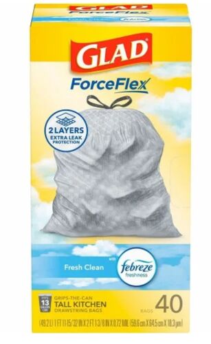 ForceFlex 13 Gallon Tall Kitchen Trash Bags in Febreze Fresh Clean Scent - 40 Count