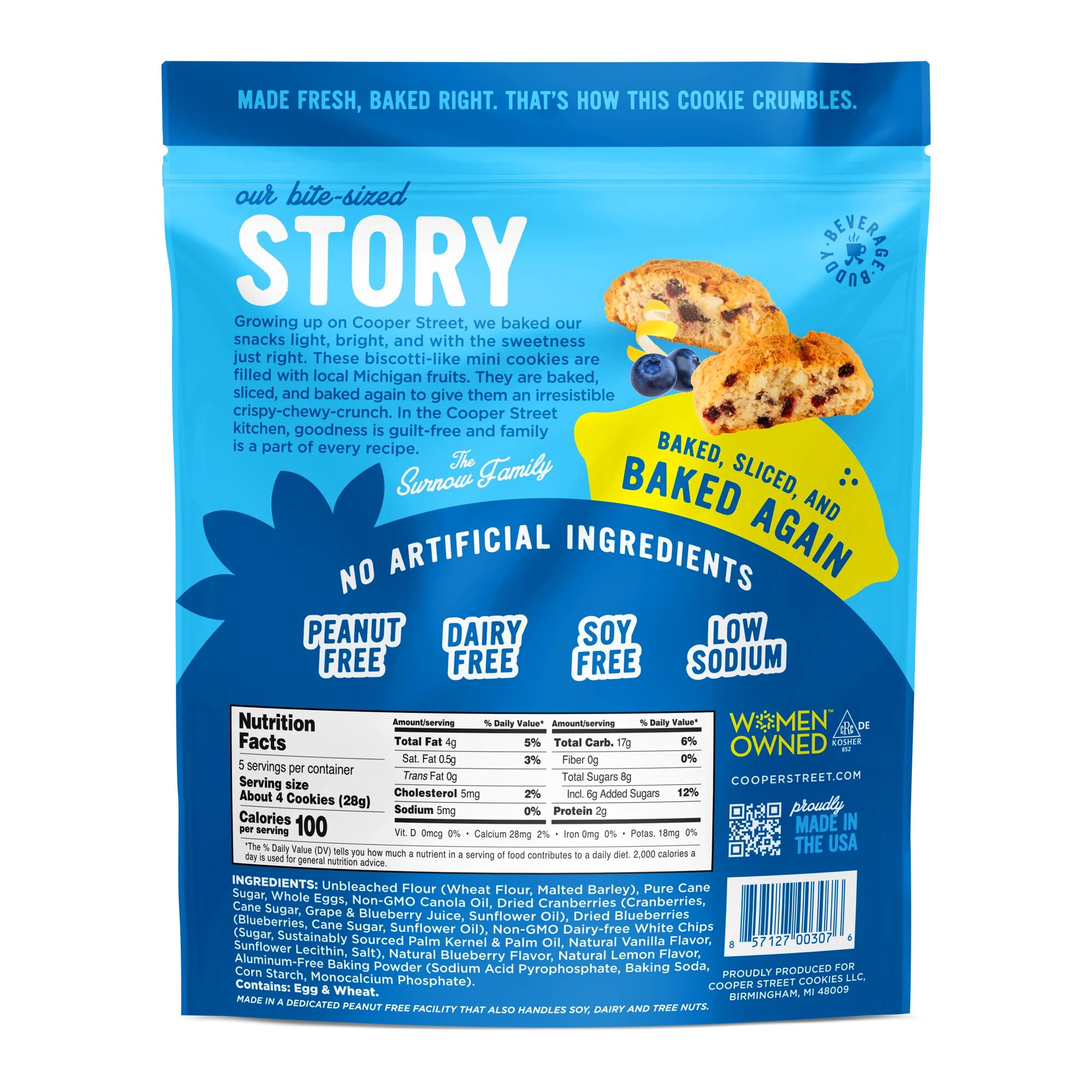Cooper Street Snacks Mini Twice Baked Blueberry Lemon Cookies - 5 oz