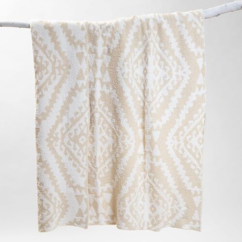 Moroccan Tan Stretchy Reversible Throw Blanket