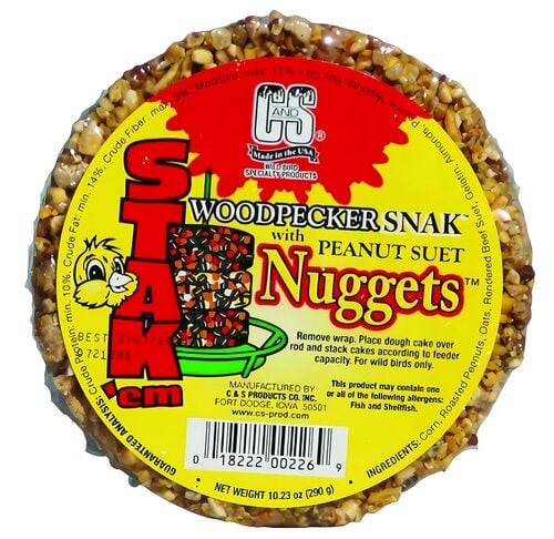 10.23 oz Peanut Woodpecker Snak Stak 'em Bird Suet Nuggets