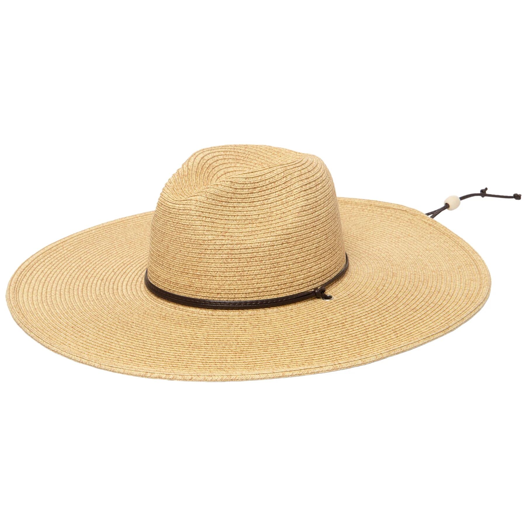 ? San Diego Hat Co. Wide Brim Straw Sun Hat with Decorative Band - Tan San Diego Hat Co. Straw Sun Hat: Wide Brim, Faux Leather  main image 2