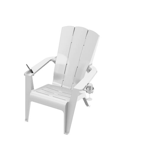 Adirondack Chair with Cup Holder in White