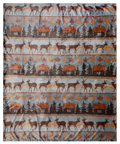Lightweight Plush Throw in Cabin with Strip Pattern