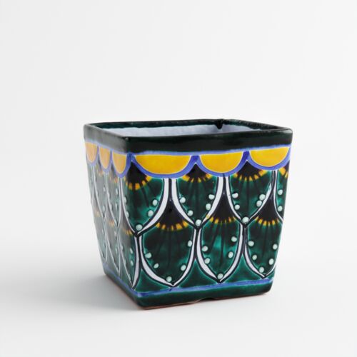 Talavera 6" Cuadrada Planter in Peacock