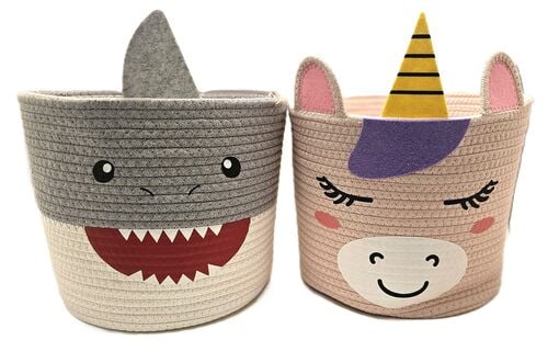 Kids Animal Character Cotton Rope Storage Basket - Assorted