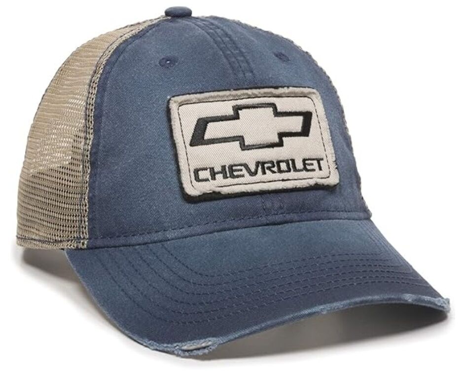 Outdoor Cap Men's Chevrolet Frayed Fabric Patch Cap in Dark Navy/Khaki