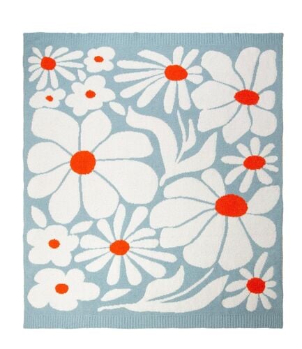 Blossom Blues Stretchy Throw Blanket