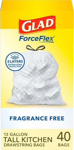 13 Gallon Fragrance Free ForceFlex Kitchen Drawstring Trash Bags - 40 Count