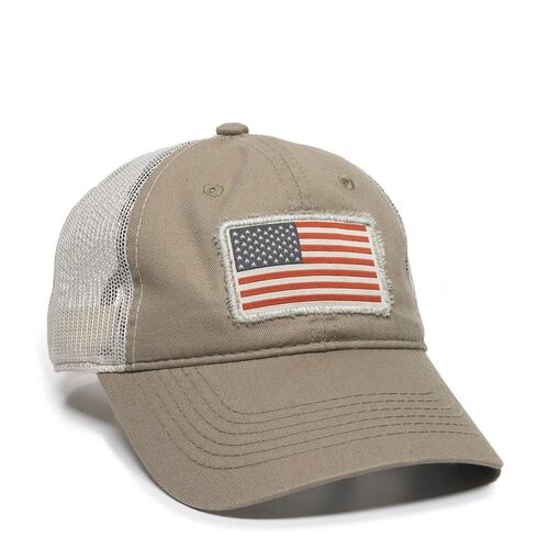 USA Flag Twill Cap in Tan