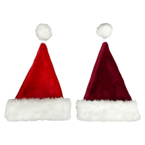 12" Santa Hat with Plush Cuff - Assorted