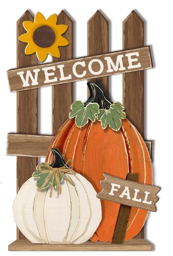 24" Welcome Pumpkin Fence Decor