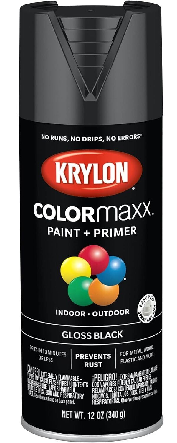 Krylon K05505007 12oz Gloss Black COLORmaxx Spray Paint, image size:601x1500