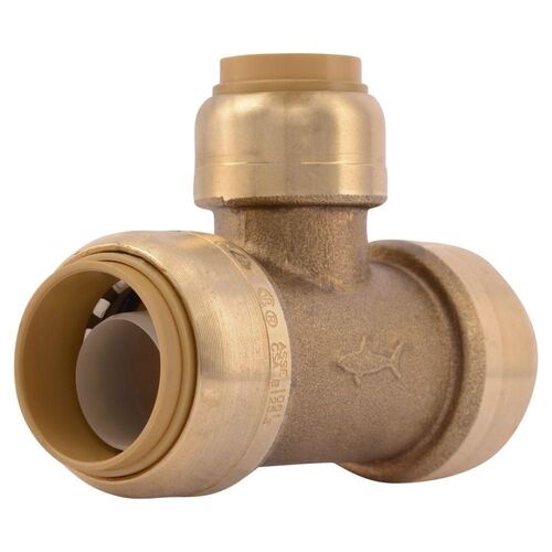 3/4" x 3/4" x 1/2" Push-to-Connect Brass Reducing Tee Fitting