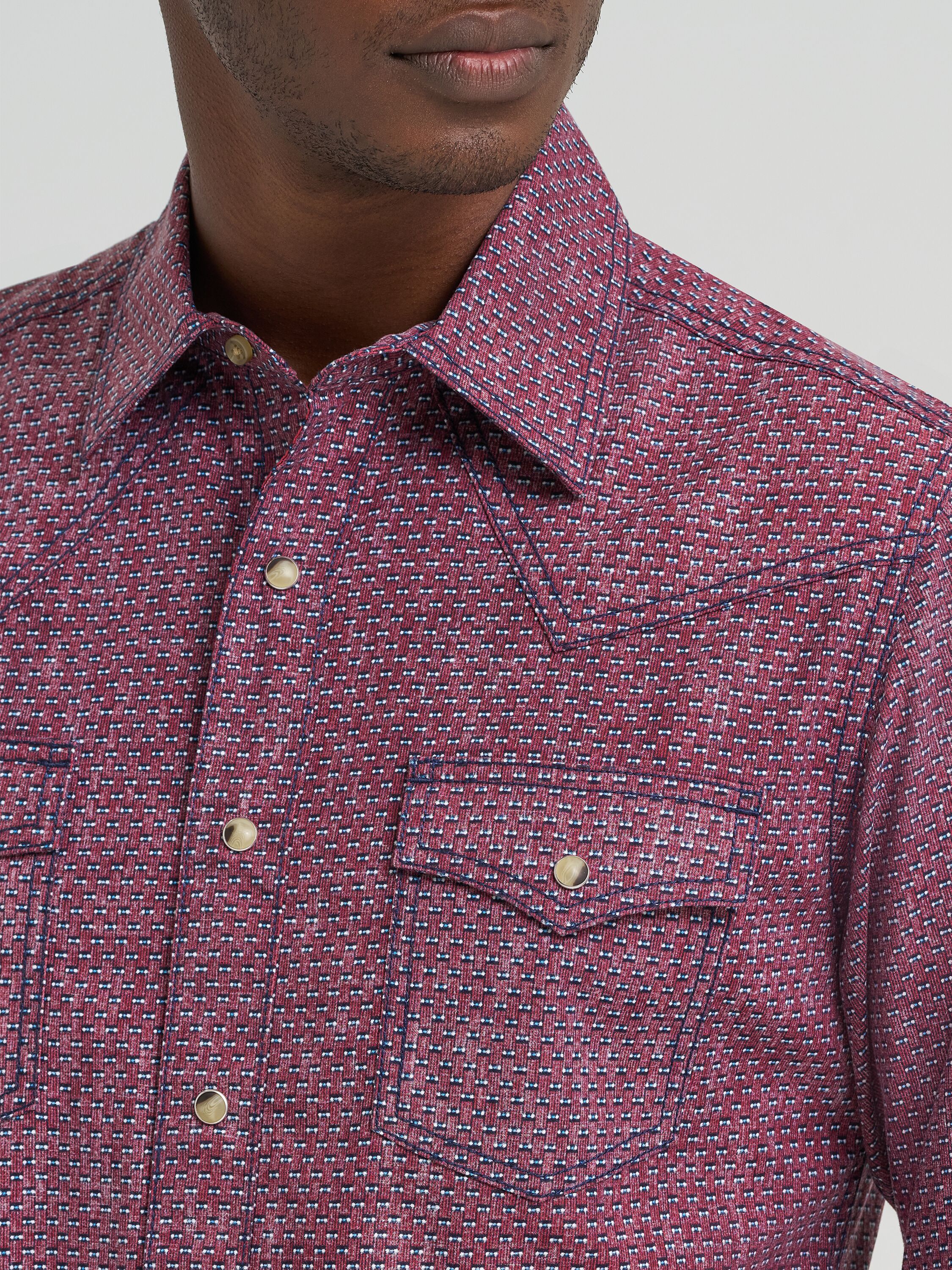 Men's Retro Premium Long Sleeve Western Snap Printed Shirt
