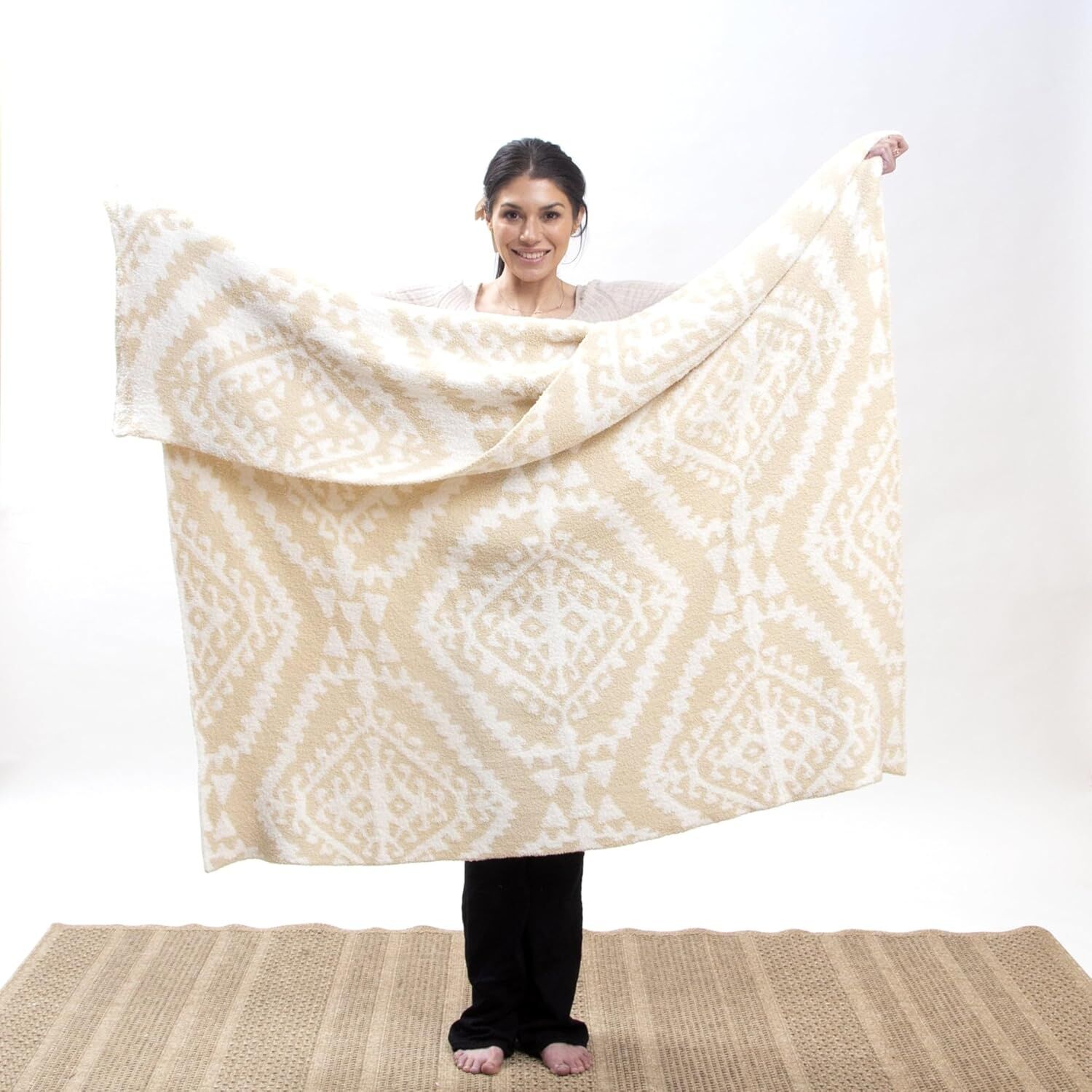 Carsten's Moroccan Tan Stretchy Reversible Throw Blanket