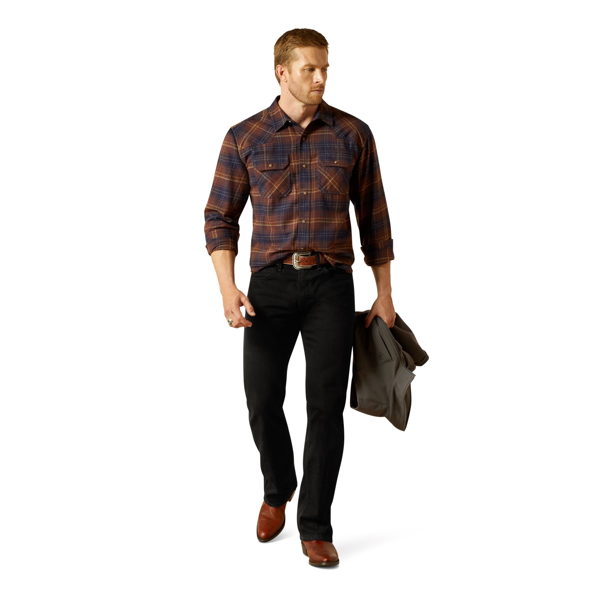 Camisa Hombre Ariat Hans Retro | Estilo Western | 100% Algodón | Ajuste Corto Y Delgado