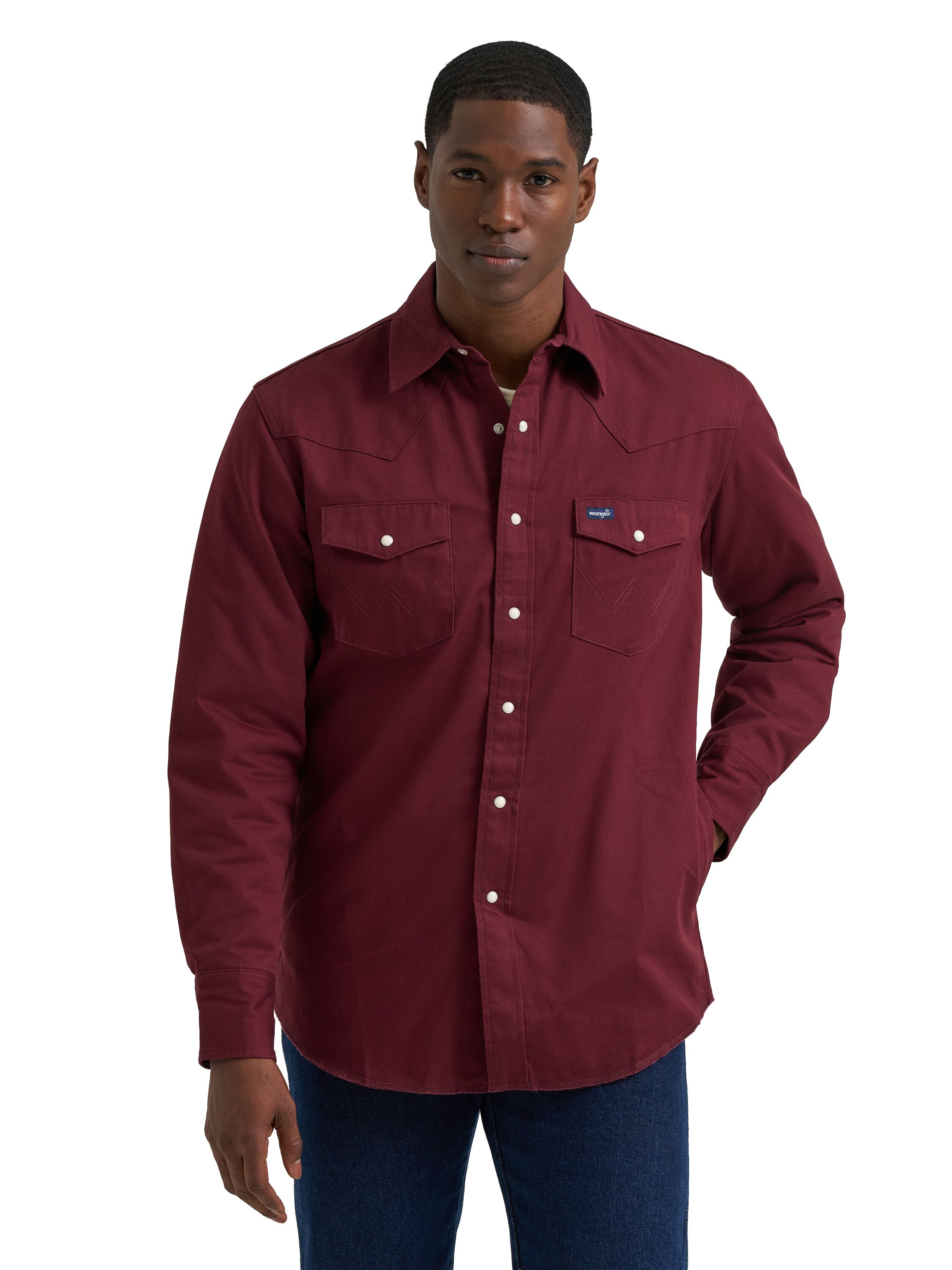 Men's Long Sleeve Flannel Lined Solid Work Shirt