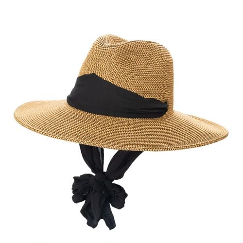 Women's Ultrabraid Fedora With Facial Scarf Wrap in Natural/Black