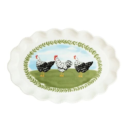 Farm Rooster Stoneware Platter
