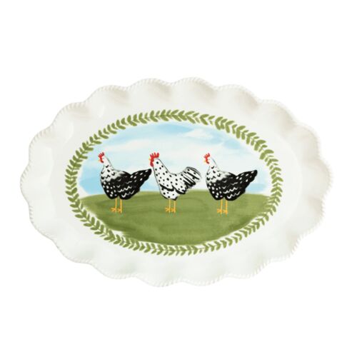 Farm Rooster Stoneware Platter