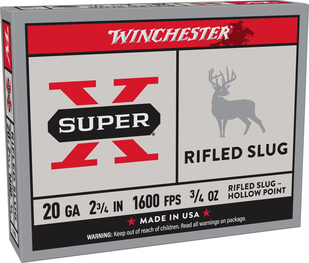 Winchester Super-X 20 Ga 3/4 oz Lead Rifled Deer Slug HP 2-3/4