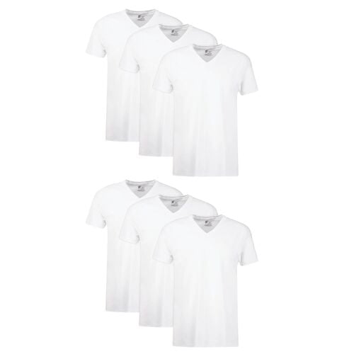 Men's 6-Pack Moisture-Wicking V-Neck Undershirt in White - S