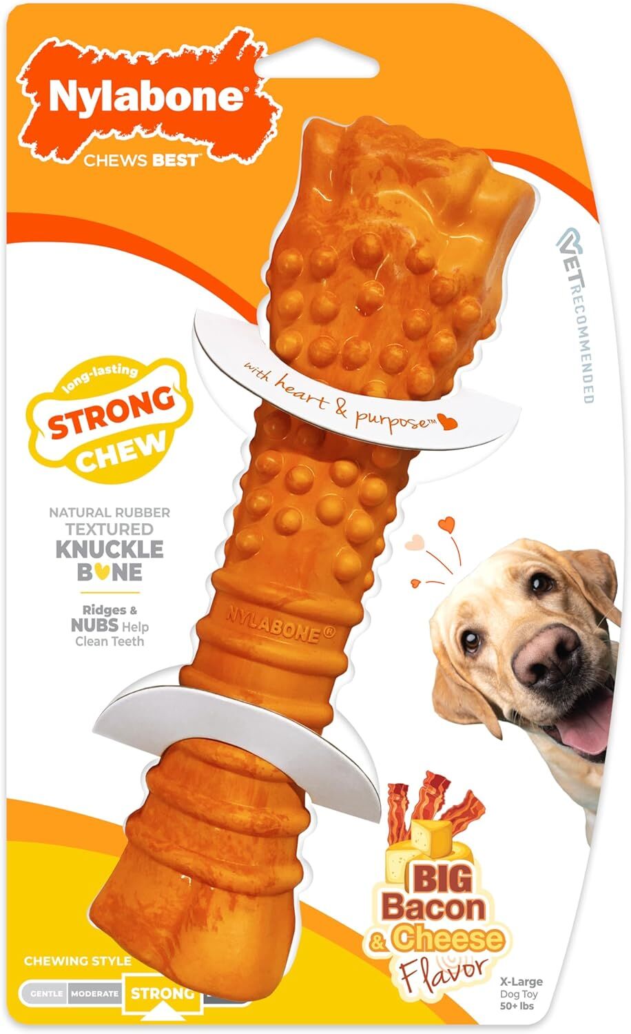 Nylabone Textured Knuckle Bone Strong Chew in Bacon & Cheese