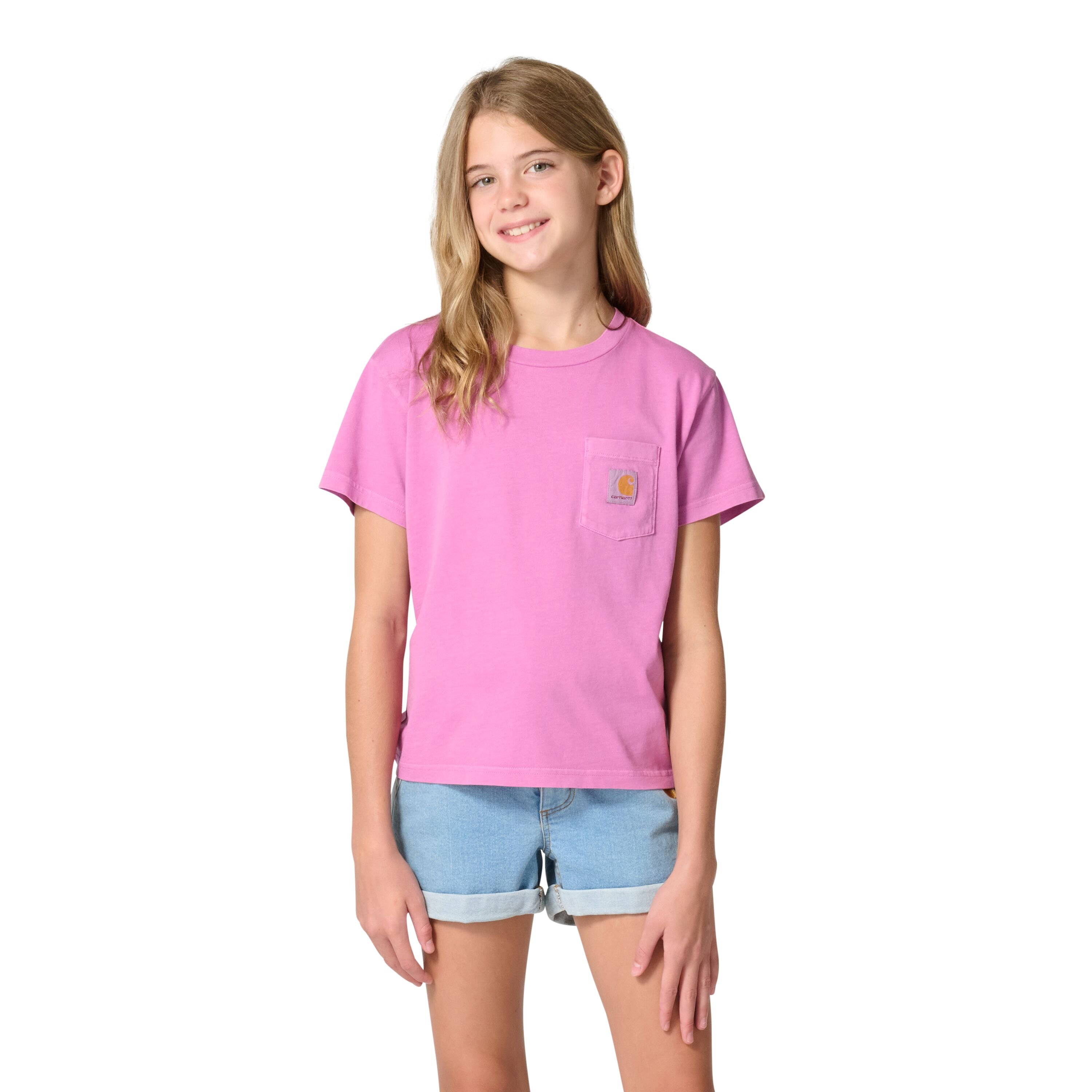 Girls' Short Sleeve Re-Engineered Garment Dye Pocket T-Shirt