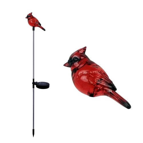Solar Cardinal Holiday Garden Stake